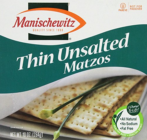 MANISCHEWITZ Thin Unsalted Matzo, 10-Ounce Boxes (Pack of 8)