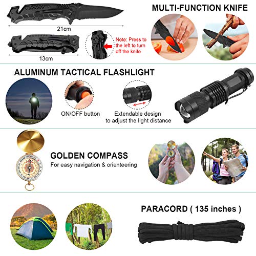 Tolaccea Survival Kit 17 in 1 Survival Gear for Hiking Camping Hunting Fishing Backpacking Travel Adventures