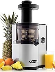 Omega VSJ843QS Vertical Slow Masticating Juicer Makes Continuous Fresh Fruit and Vegetable Juice at 43 Revolutions per Minute Features Compact Design Automatic Pulp Ejection, 150-Watt, Silver
