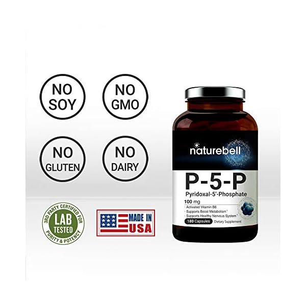 P5P Vitamin as Pyridoxal 5 Phosphate 100mg, 180 Capsules, Activated P5P