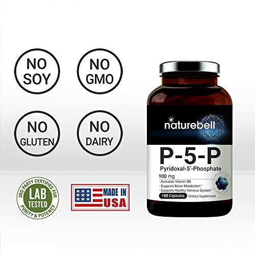P5P Vitamin as Pyridoxal 5 Phosphate 100mg, 180 Capsules, Activated P5P