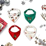 Christmas Baby Bandana Bib Soft Absorbent Cute Baby Bibs for Teething Drooling, Perfect Baby Shower Gift Set by Little Dimsum (Christmas 4-Piece Set)