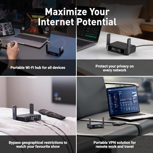 GL.iNet GL-BE3600 (Slate 7) - Enrutador portátil de viaje de doble banda Wi-Fi 7 viajes 2.5 Gigabit Router, OpenVPN y Wireguard para público, uso Wi-Fi de hotel, adecuado para negocios, cruceros, RV