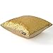 AMAZLINEN(TM Decorative Glitzy Sequin & Comfy Satin Solid Throw Pillow Cover 18 Inch Square Pillow Case, Hidden Zipper Design, 1 Cover Pack Only(Gold)