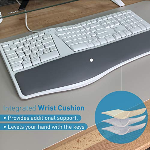 Macally Mac Wired Keyboard with Wrist Rest - Natural and Comfortable Typing - Split Ergonomic Keyboard for Mac with 110… - Image 3