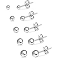 UHIBROS Hypoallergenic Stainless Steel Stud & Hoop & Ball Earrings Set 14K Cubic Zirconia Earrings