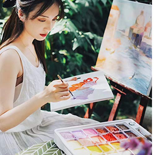 AOOK HIMI MIYA Gouache Paint Set, 56 Colors x 30ml Unique Jelly Cup Design in a Carrying Case Perfect for Artists, Students, Gouache Opaque Watercolor Painting（Comes with red dot drawing plate）