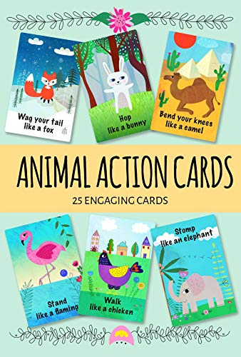 Animal Action Cards. 25 Engaging Cards. Card Game for Toddlers. Active Toddler Game.