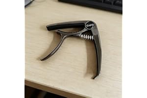 Guitar Capo with Tuner, Alloy Trigger Capo for Acoustic Guitar and Bass, Quick Release Clamp Accessory, Black