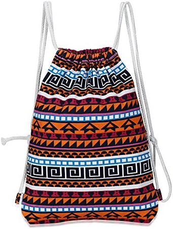 Casual Printed Canvas Outdoor Gym Backpack Sports Drawstring Bag,16x12 Inch, Colorful 1