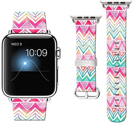 Compatible with Apple Watch Band 44mm 2018, Watchbands for iWatch 42mm, Leather Bands Compatible with Apple Watch 42mm Nike+ Series 4/3/2/1 Sports Edition Aztec Pink