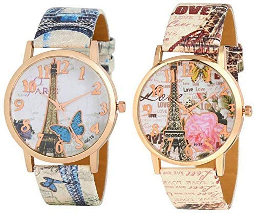 Your Choice International Quartz Analogue Multicolor Round Dial Wrist Watch for Women -Combo Pack of 2