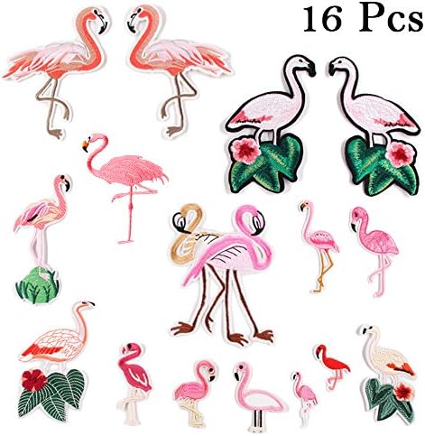 Iron On Patches - DIY Sew Decoration Appliques Stickers Embroidery Patches Cloth, Repair the Hole Stick (Flamingo)