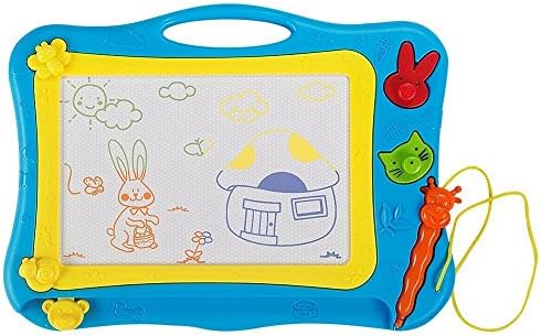 AERFAS Colorful Magnetic Drawing Board for Kids, Color Magna Doodle for Toddlers, Erasable Imaginarium Educational Toys for Babies, Kids with 1 Pen and 2 Stamps (Blue)
