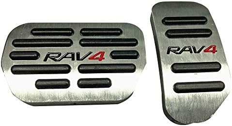 Oceson Brake Accelerator Non-Slip Foot Pedal No Drilling Chrome Aluminum Pedal Covers for Toyota RAV4 2014-2018 (2 Pcs)