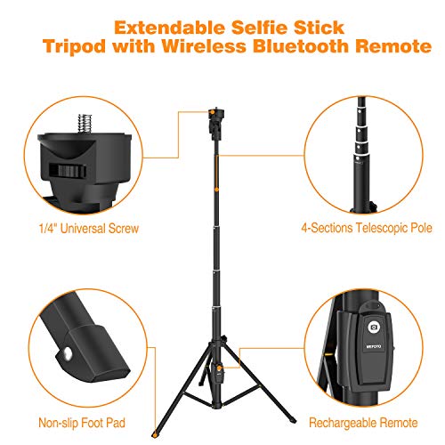 Selfie Stick Tripod, 52" Extendable Phone Camera Selfie Stick with Tripod Stand & Rechargeable Wireless Remote for iPhone Xs X 6 7 8/ Huawei/Samsung Galaxy S9 Note8/ Xiaomi/GoPro/Android Phones - Thumbnail 6