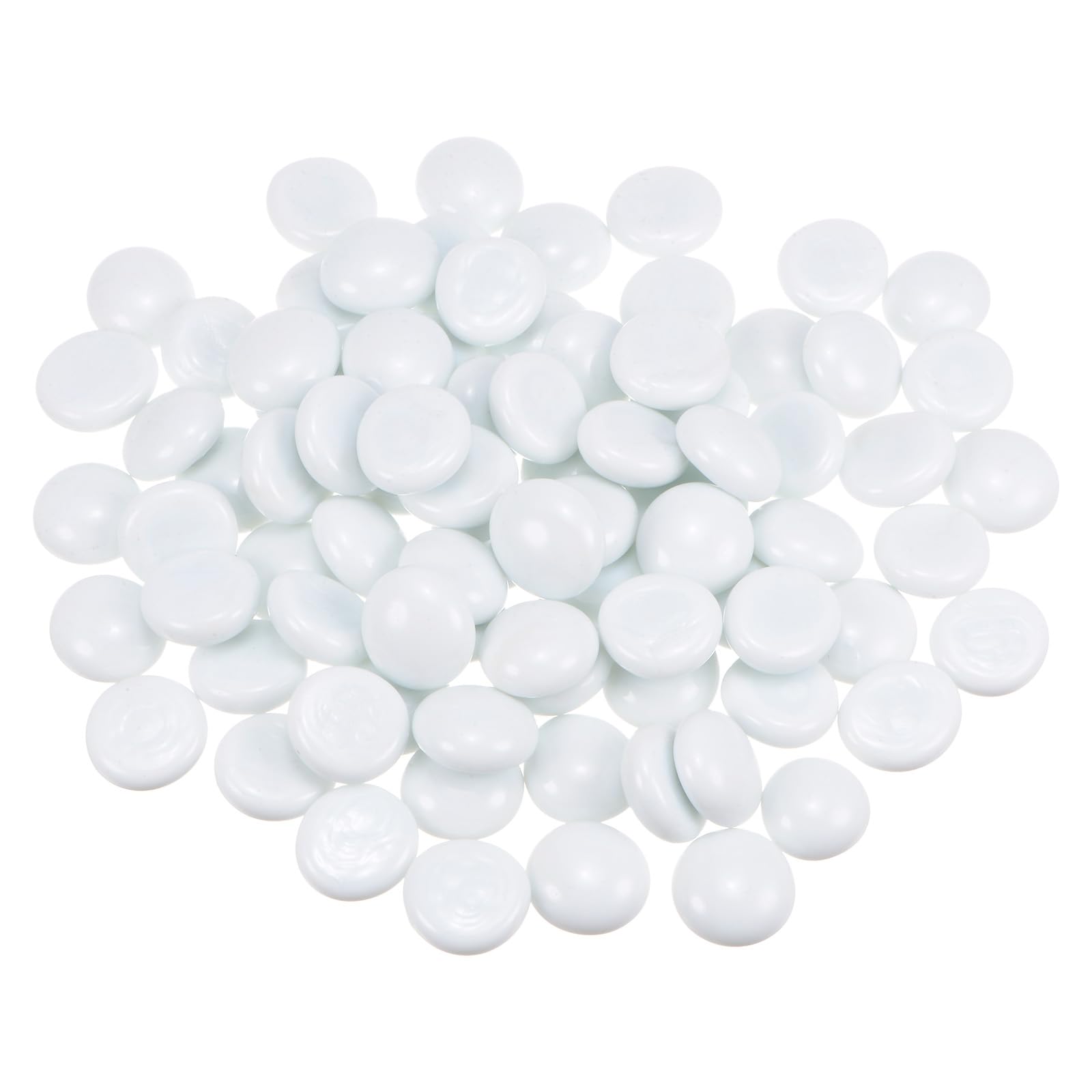 Photo 1 of uxcell Fire Glass Beads for Fire Pit, Flat Glass Marbles, 17-19mm(3/4"),330g/0.78lb Luster Crystal Glass Rocks for Fish Tank Aquarium Succulent Garden Decoration, White