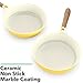 Vremi 1.7 Quart Ceramic Nonstick Ovensafe Angled Frying Pan with Bakelite Wood Tone Handle, Yellow