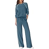 Sampeel Women 2 Piece Lounge Sets Sweatsuit Fall Outfits Matching Wide Leg pants Set Tracksuit Trendy Clothes