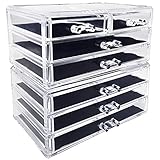 Ikee Design Acrylic Makeup Cosmetic Jewelry Organizer Storage Case Drawer Set