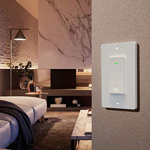 Single Pole Smart Light Switch - Aoycocr in Wall Wi-Fi Light Switch That Work with Alexa Google Home, No Hub Required, Neutral Wire Needed, FCC Listed, 2Pack White