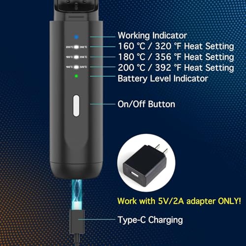 Beard Straightener Comb for Men, VIKICON Wireless Beard Straightening Brush, 3 Adjustable Temperature Levels, Rechargeable Ionic Brush for Hair & Beard, Anti-scalding, Portable (Black)