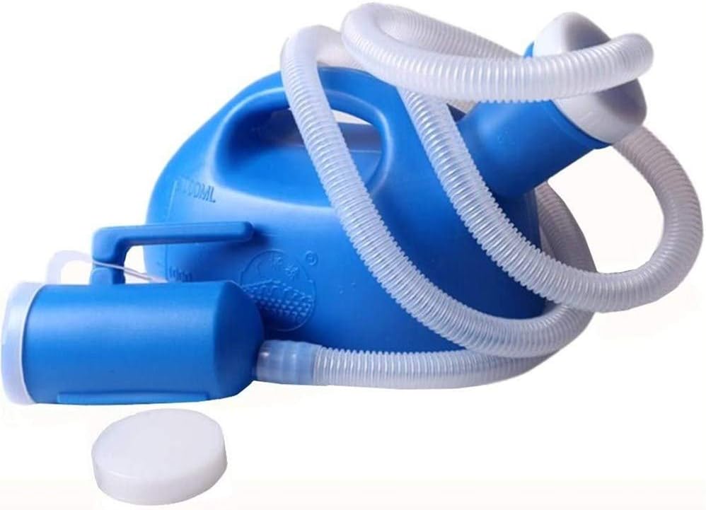 YUMSUM Men's Male Bed Urinal Potty Pee Bottle 2000ML Collector with 1.3M Tube (Blue)