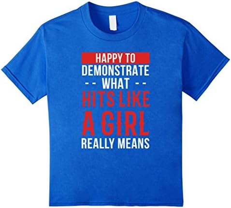 Kids MMA What Hits like a Girl Means T Shirt 8 Royal Blue