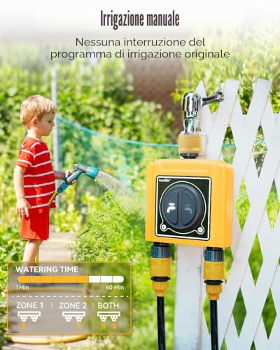 RAINPOINT WiFi 2 Way Watering Timer, Brass Inlet, Smart Watering Control Unit with App/Voice Control, Soil/Weather Humidity Based Irrigation for Lawn/Garden/Greenhouse