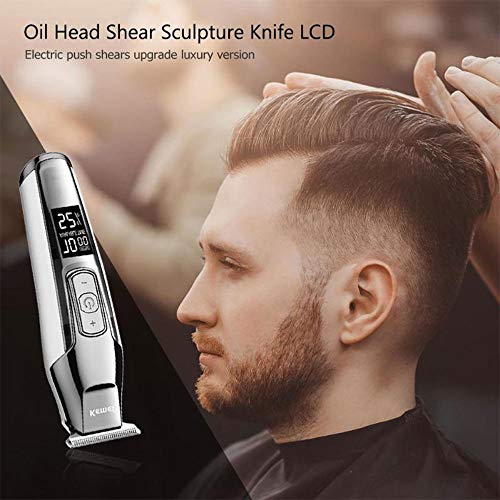 KEMEI Men's LCD Display Baldheaded Hair Clipper Professional Beard Hair Trimmer Tools Wireless Electric Haircut Cutter Machine Rechargeable Edger,Cordless and USB Rechargeable - Thumbnail 4