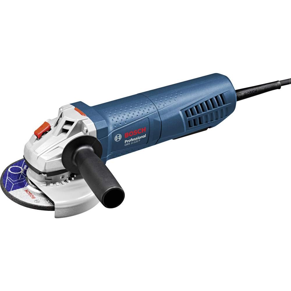 Bosch Professional GWS 11-125 P angle grinder (incl. mounting flange, clamping nut, protective guard, two-hole spanner, auxiliary handle, voltage of 240 V)