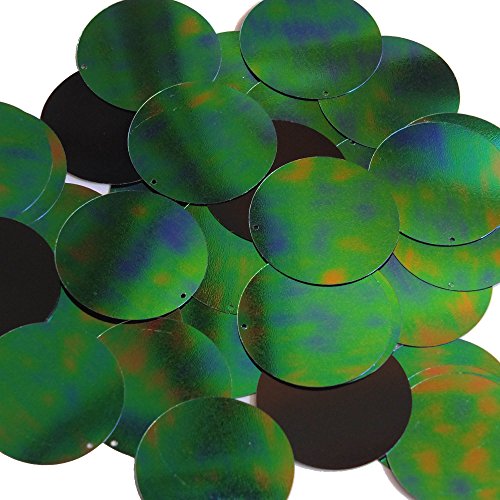 Green Jungle Rainbow Sequin Round 1.5 inch Couture Loose Paillettes Made in USA.