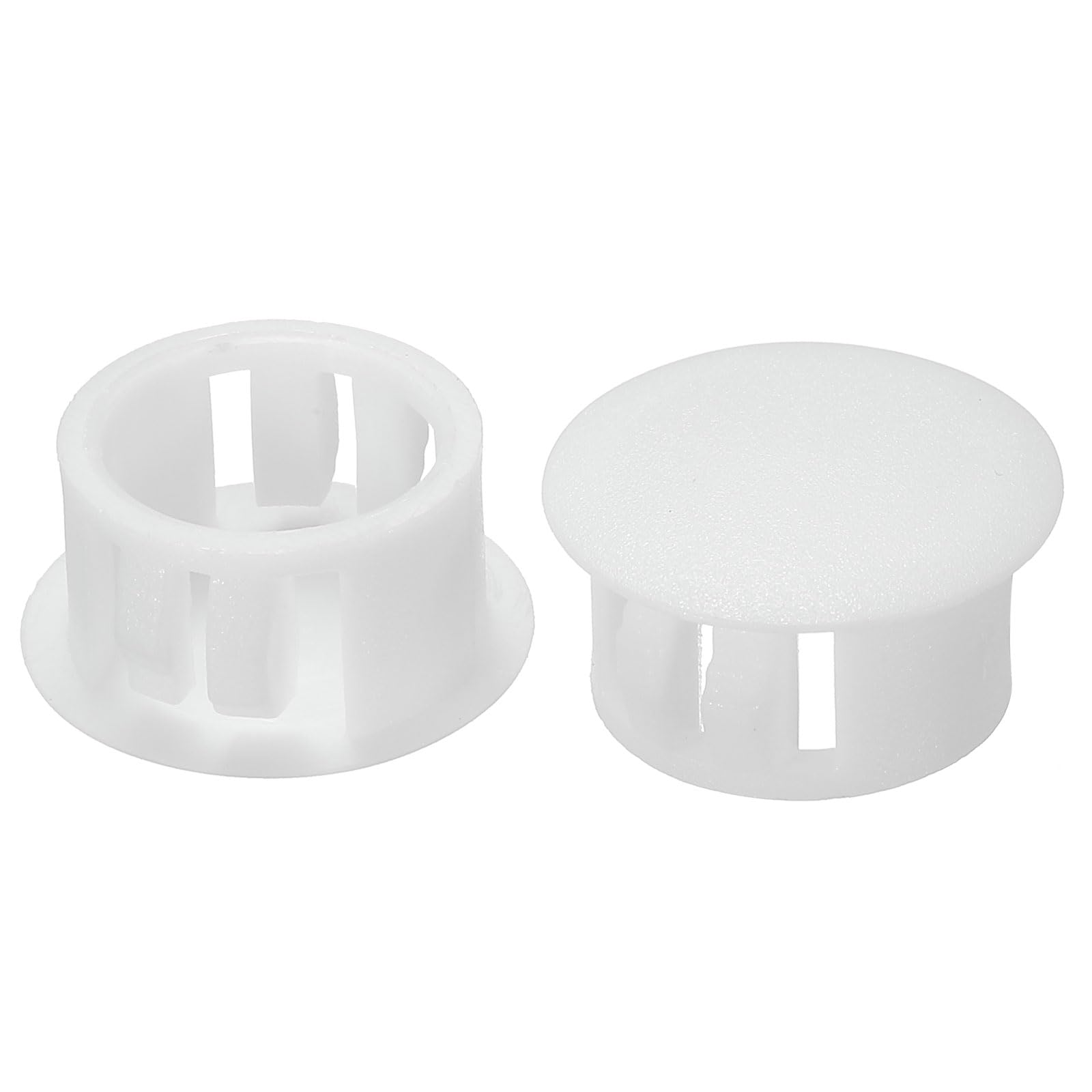 PATIKIL 16mm (5/8") Plastic Hole Plugs, 60Pcs Flush Type Round Hole Plugs Cover Snap in Locking Hole Tube for Table Kitchen Cabinet Furniture, White