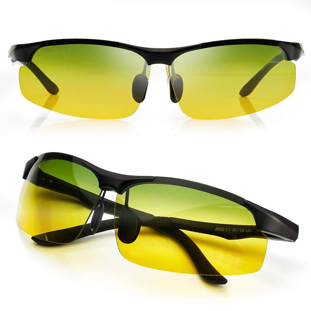 UpaClaire Night Vision Glasses Anti-glare HD Polarized Lens, Anti Glare from Headlights of Vehicles, Foggy Rainy Snowy Days for Driving Safety, Unisex