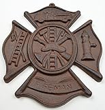 Firefighters Cast Iron Emblem Wall Plaque Rust Finish