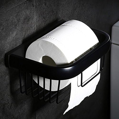 Labkiss Toilet Paper Holder Oil Rubbed Bronze, Rustproof, Heavy Duty, Wall Mounted Roll Tissue Paper Holder for Bathroom Kitchen，Shower Caddy Shelf Storage Organization- Black
