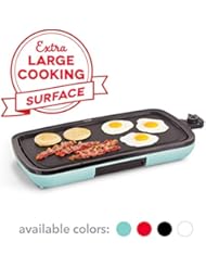 DASH DEG200GBAQ01 Everyday Nonstick Electric Griddle for Pancakes, Burgers, Quesadillas, Eggs & other on the go Breakfast, Lunch & Snacks with Drip Tray + Included Recipe Book, 20in, Aqua
