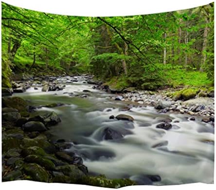 izielad Green Tree Forest River Stream Tapestry Wall Hanging Spring Landscape Wall Decor Art for Living Room Bedroom Dorm 229x153cm 90"x60"