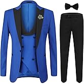 YFFUSHI Men's 3 Piece Suit Slim Fit One Button Prom Suits Set Blazer Vest Trousers