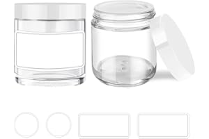 Small Glass Containers with Lids, Tecohouse 4 oz Glass Jars with White Lids & Inner Liners, Mini Travel Toiletries Container for Slime, Makeup, Cream, Lotion, Cosmetic - 2 Pack