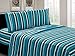 Home Sweet Home Dreams Inc Beverly Hills 1800 Series Ultra Soft 6-Piece Printed Sheet Set (Full, Aqua Stripe)