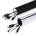 Kootek 236'' (2 X 118'') Cable Management Sleeves, Neoprene Cable Organizer Wrap Flexible Cord Cover Wire Hider Reversible Black & White, Cuttable by Yourself for TV Computer Office Theater