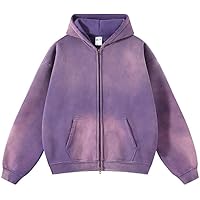 Amazon.com: Bobeutou Mens Zip Up Acid Wash Hoodie Vintage