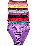 Peachy Panty Lingerie Women's 6 Pack Various Style Of Comfortable Satin Panties (X-Large, Butterfly)