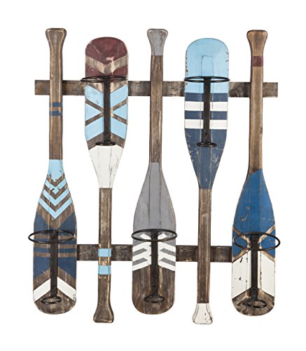 Cape Craftsmen Canoe Oar Wood and Metal Wine Bottle Holder