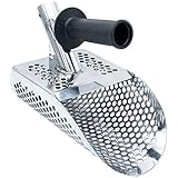 Free2Buy Sand Scoop for Metal Detecting, Stainless Steel with Hexahedron 7mm Holes for Beach Treasure Hunting + Plastic Handle