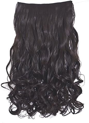Diforbeauty 22" Long Curly Wave Full Head 5 Clips in/on Synthetic Hair Extensions 130g (Dark Brown)