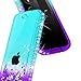 NageBee Protective Case for Apple TV 4K 5th, 4th Gen Remote - Glitter Liquid Quicksand Waterfall Floating Sparkle Bling Diamond Shockproof Cover for Apple TV Siri Remote Controller -Aqua/Purple
