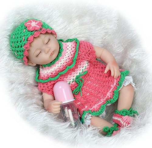 Rayish Reborn Baby Doll Soft Silicone 18inch 45cm Magnetic Lovely Lifelike Cute Boy Girl Toy blue skirt