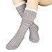 ABC(TM) Women Crochet Lace Trim Cotton Knit Footed Leg Boot Knee High Stocking (Beige)